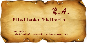 Mihalicska Adalberta névjegykártya